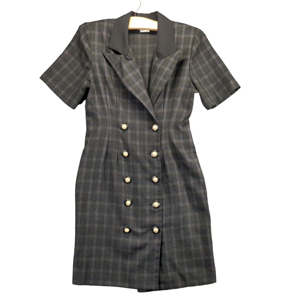 Vintage Evanna Sport Jacket Double Breasted Womens Size 6P Green Check